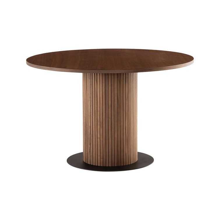 George Oliver Gorton 120Cm Walnut Solid Wood Pedestal Dining Table ...