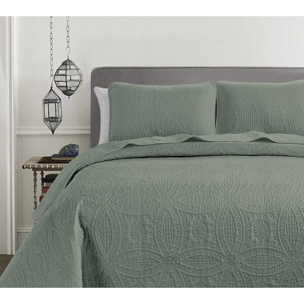Modern Coverlet Quilted Bedspread Embossed Stylish Comforter Throw & Pillow Case 