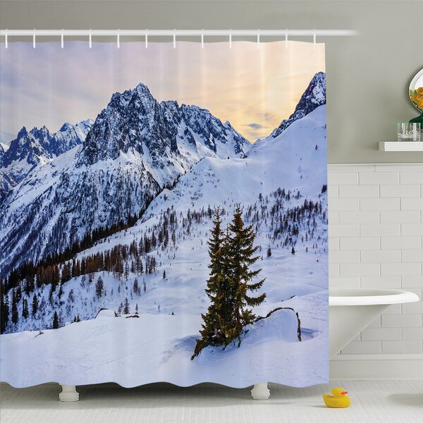 Winter Green Pine Trees Shower Curtain Bathroom Decor Fabric 12hooks 