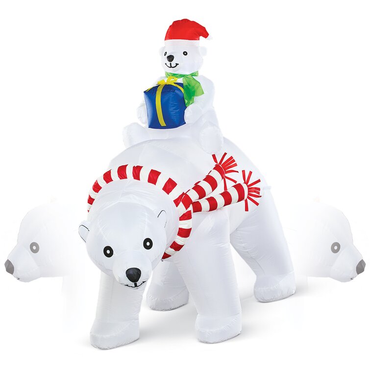 The Holiday Aisle® Animated Christmas Polar Bears Yard Inflatable | Wayfair