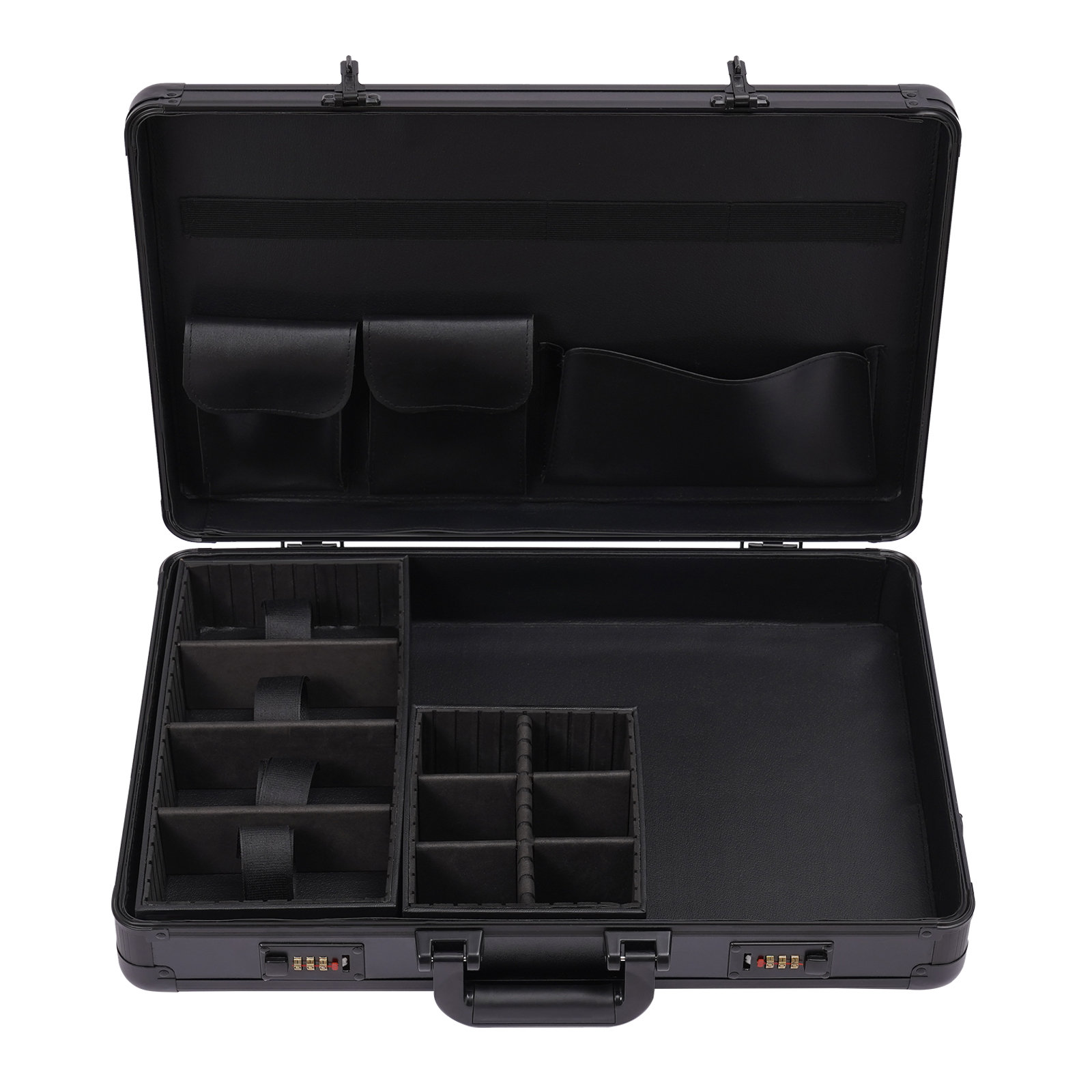 Latitude Run® Matte Black Beauty Barber Suitcase with Compartments