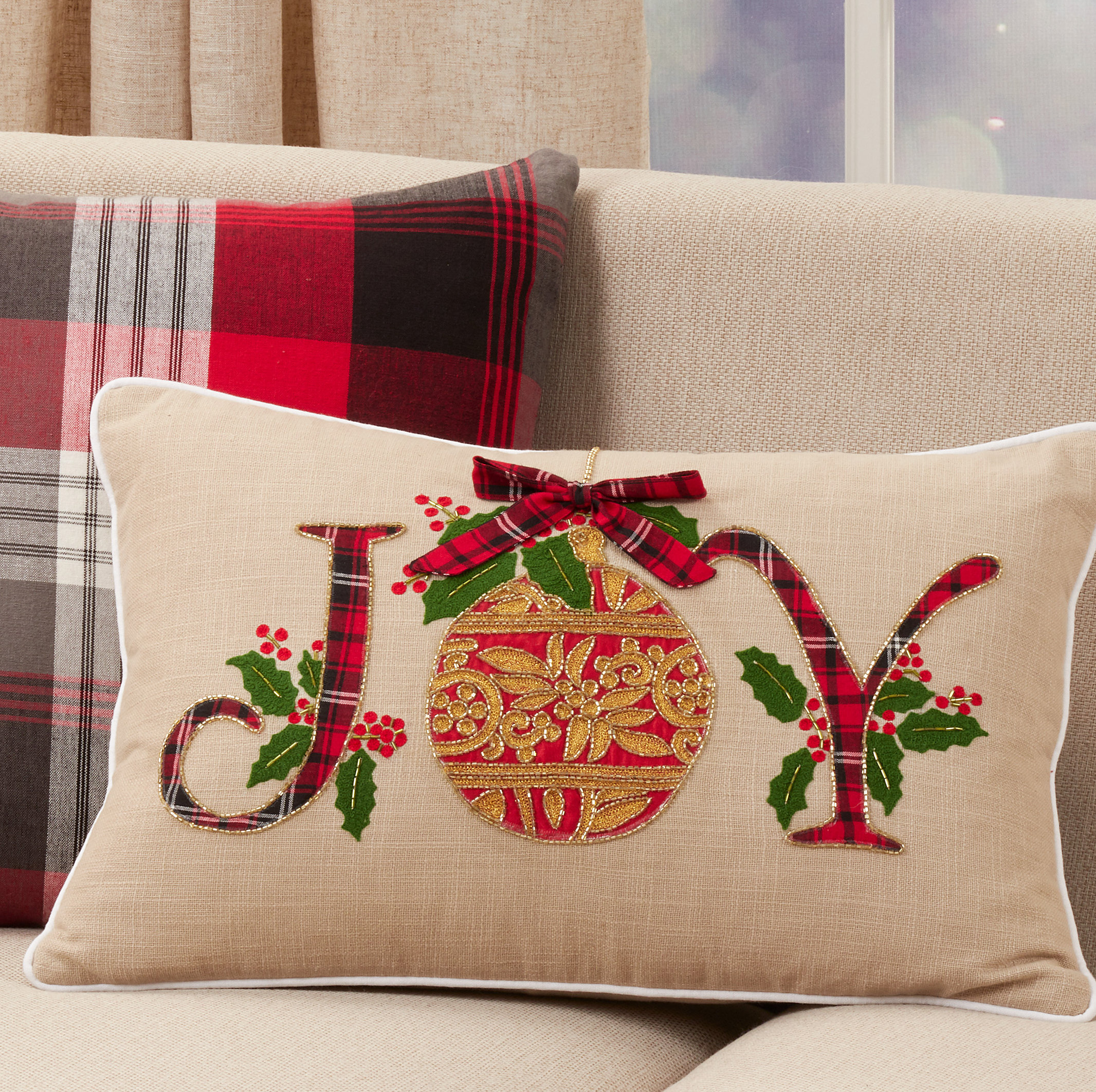 The Holiday Aisle® Kingsdale 'Joy' Design Holiday Rectangular 100% Cotton  Pillow Cover & Reviews | Wayfair