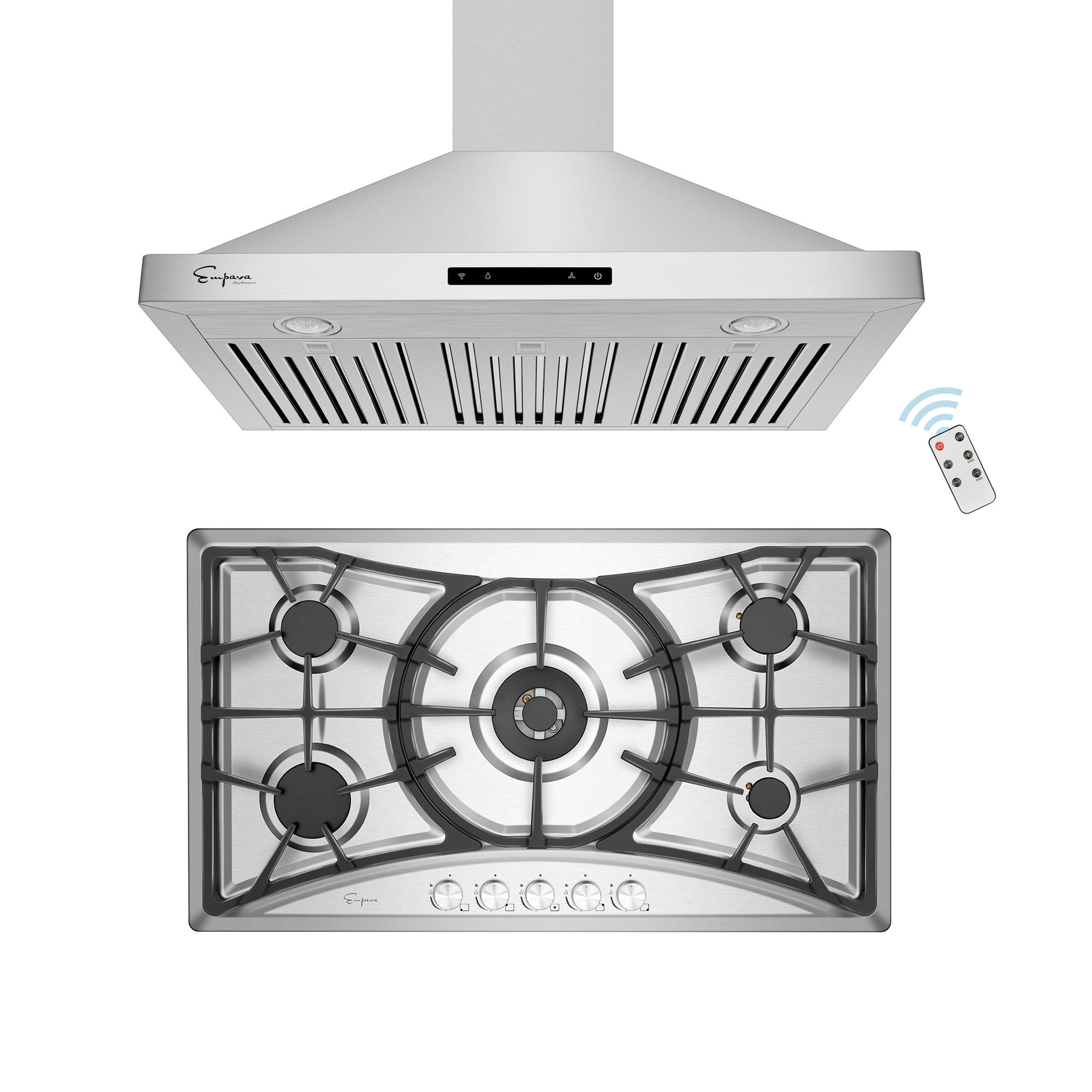 Empava 2 Piece Kitchen Appliance Package with 36'' Gas Cooktop , Wall