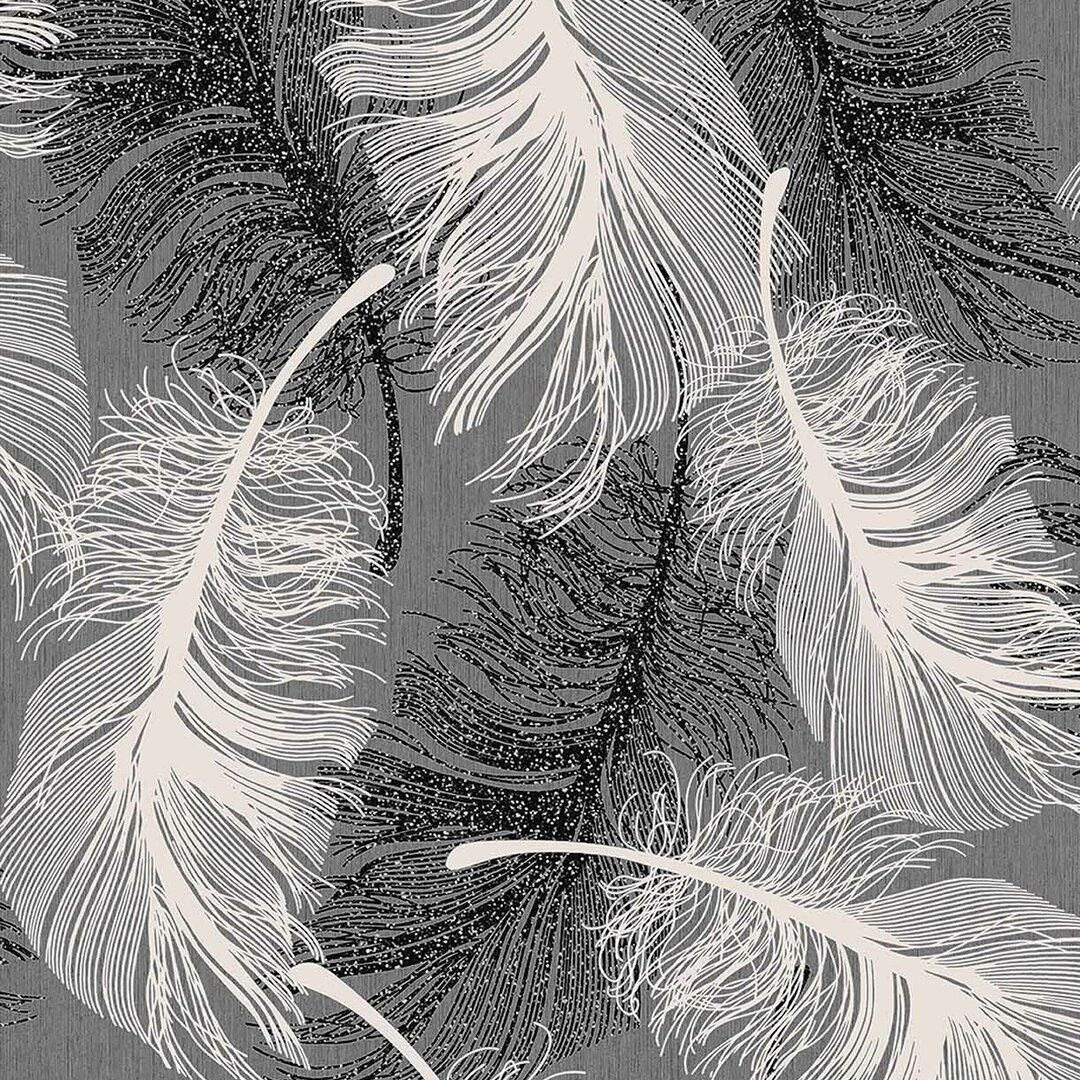 Guidinha Feather 10.05m x 52cm Wallpaper Roll gray,white