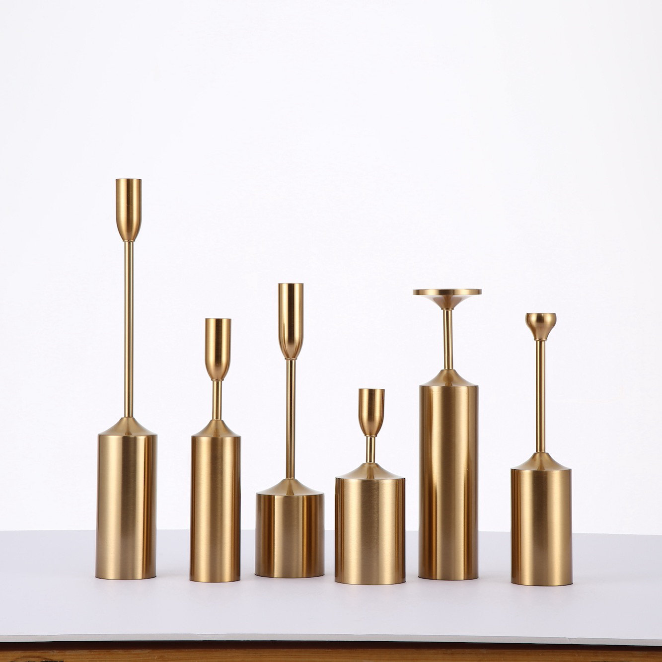 Everly Quinn 6 Pcs Gold Metal Pillar Candle Holders Wayfair