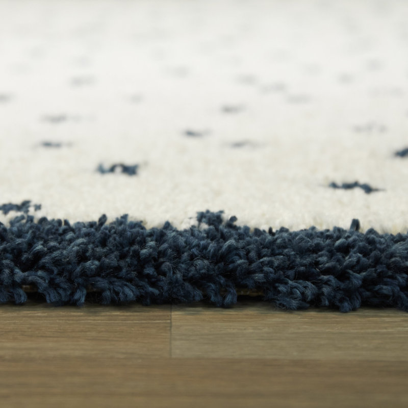 Hashtag Home Latitude Performance White/Navy Rug & Reviews | Wayfair