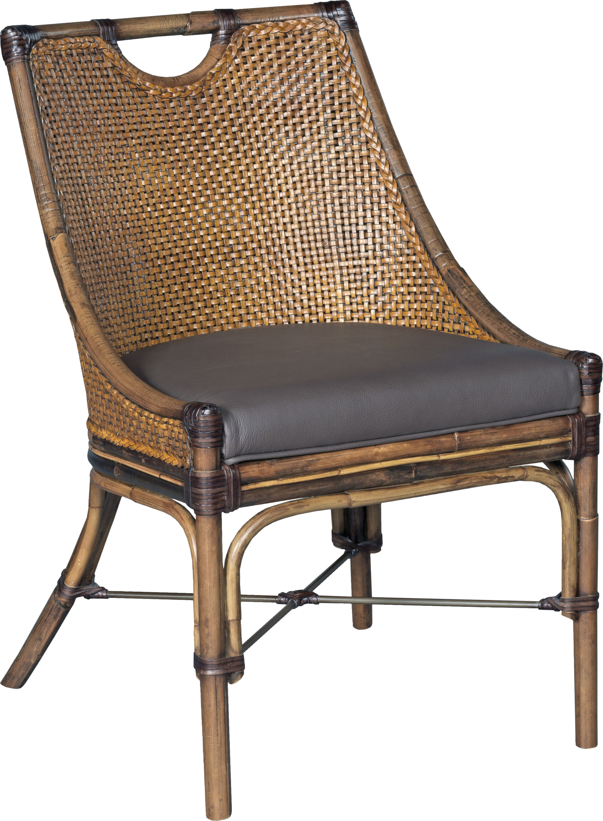 WoodbridgeFurniture Woven Leather Side Chair in Brown Wayfair