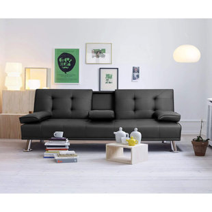 Fabric Sofa Bed Single Chair Living Room Click Clack with Chrome Legs Recliner 