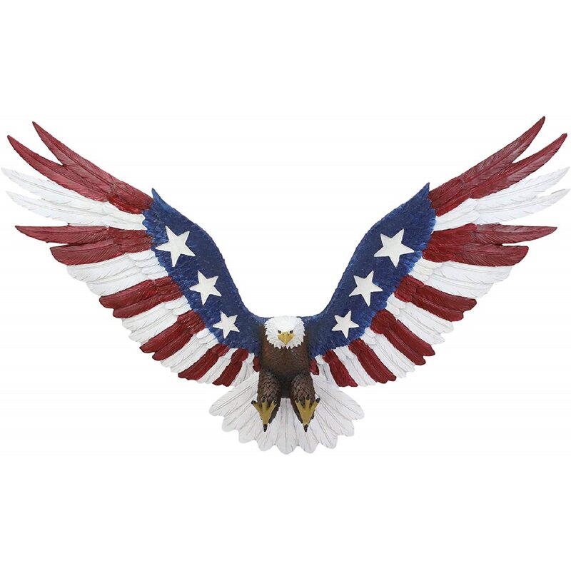Flying American Flag Tattoo Bald Eagle with Talons Out Wall Décor