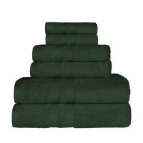 6 Piece Cotton Bath and Hand Towel Set Lime and Navy 