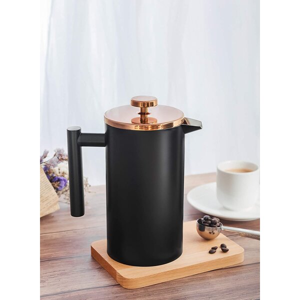 3 Cups French Press Double-Wall Stainless Steel Coffee Maker with Spoon Filter 