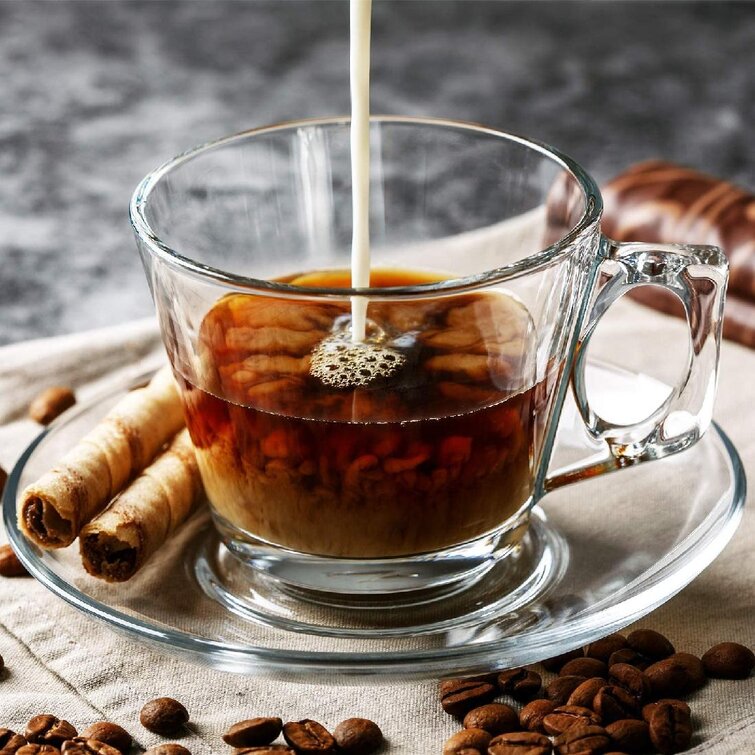Set Of 6 Glass Coffee Mugs Hot Drinks Cappuccino Espresso Hot Chocolate Tea Cups 