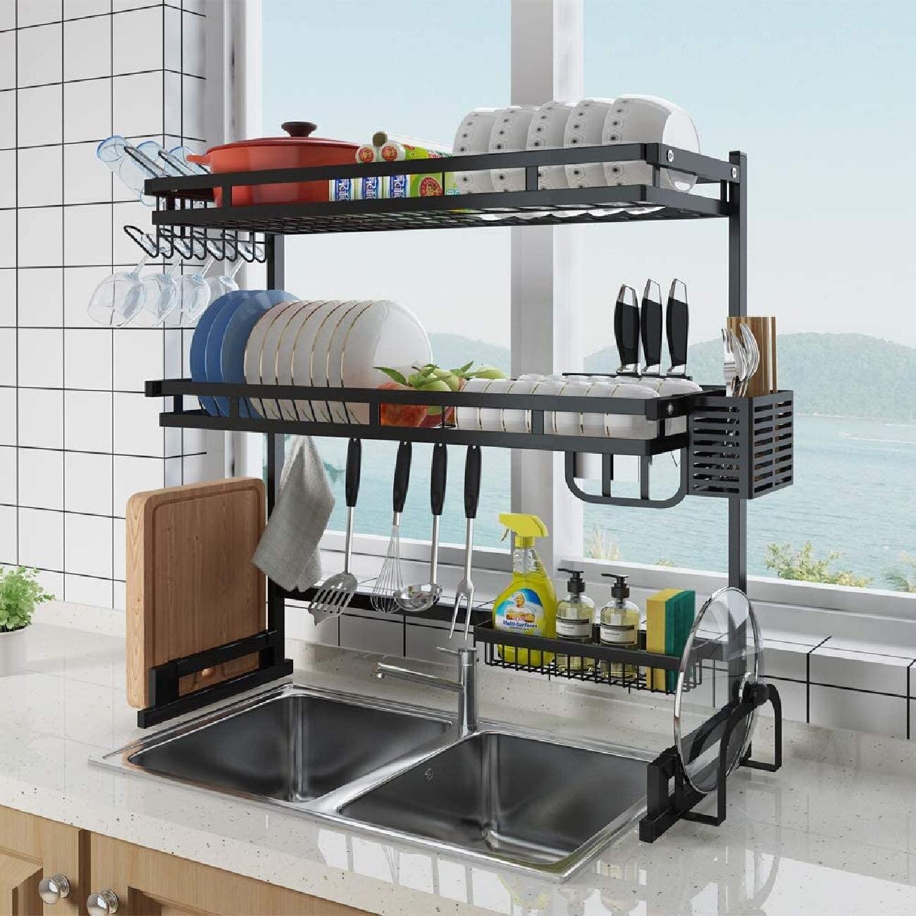 Kitchen Tool Sink Dish Plate Drainer Drying Rack Holder Storage Organizer 