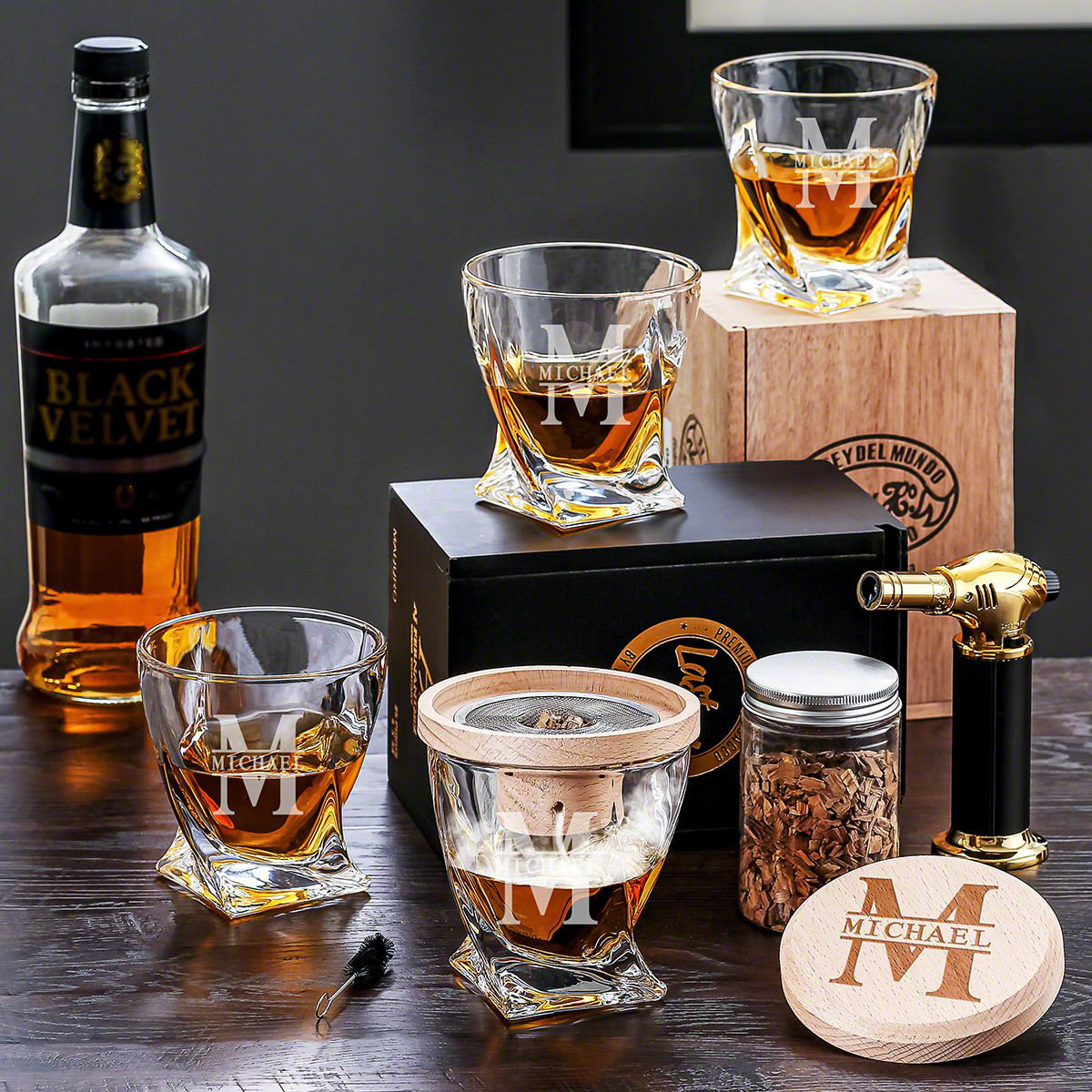 Ivy Bronx Oakmont Halo Whiskey Smoker With Custom Twist Glasses 9 Pc ...