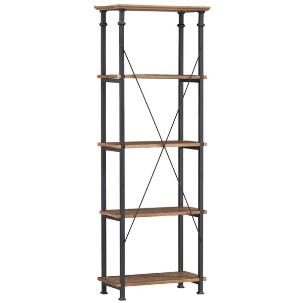 New 27"H x 24"W Solid Glass 2-Tier Shelves Industrial Rustic Style Bookcase Rack 