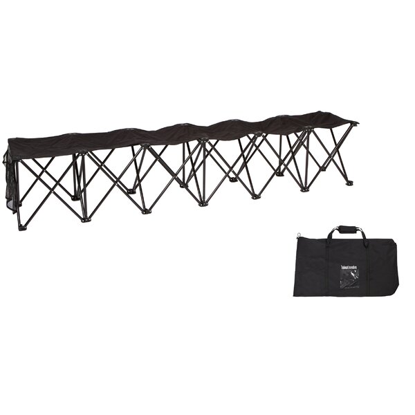 Case Included Sits 8 People Black Trademark Innovations Portable Sports Bench with Back