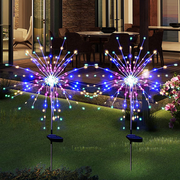 Solar Power Flower Meteor Shower String Lights LED Bulb Wall Lamp Outdoor Garden 