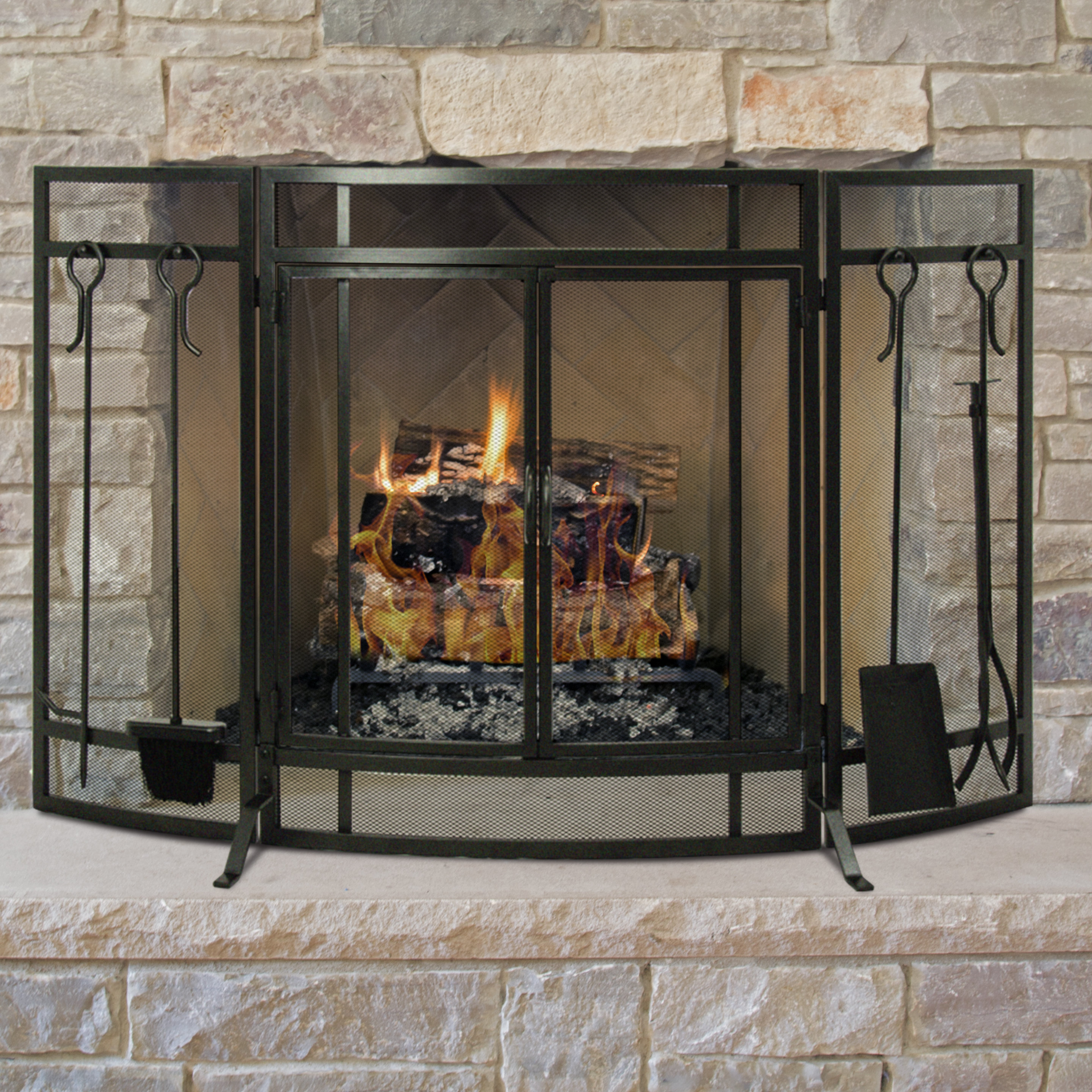 Gracie Oaks Marathovounos Steel Fireplace Screen & Reviews Wayfair