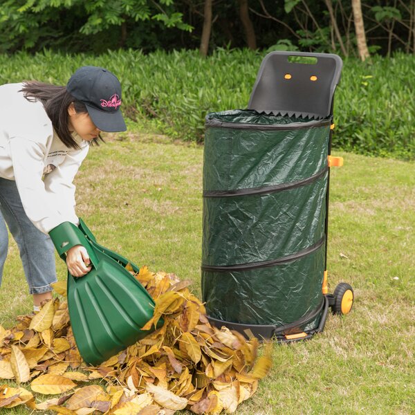 YARD LEAF BAG HOLDER Trash Garbage Lawn Garden 55 Gallon Plastic Liner Stand 