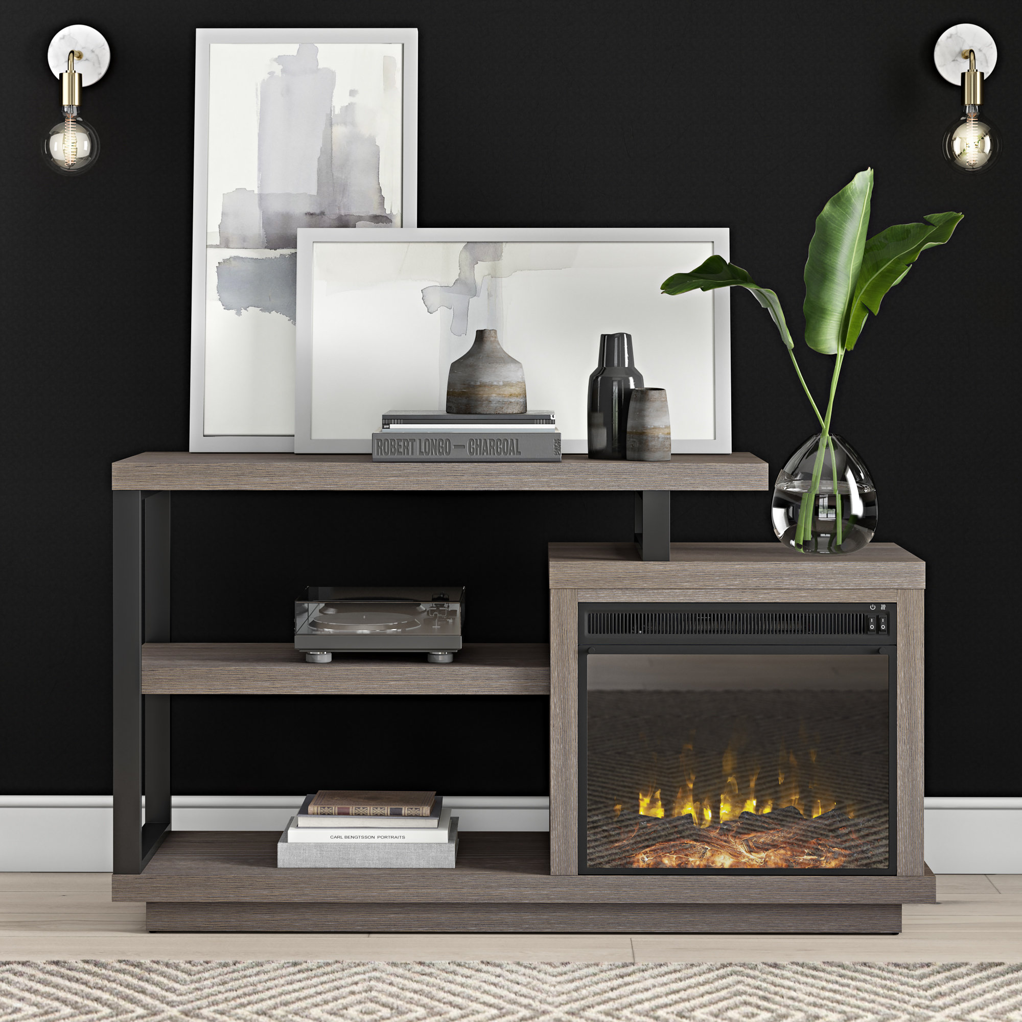 Charcoal Fireplace Tv Stand