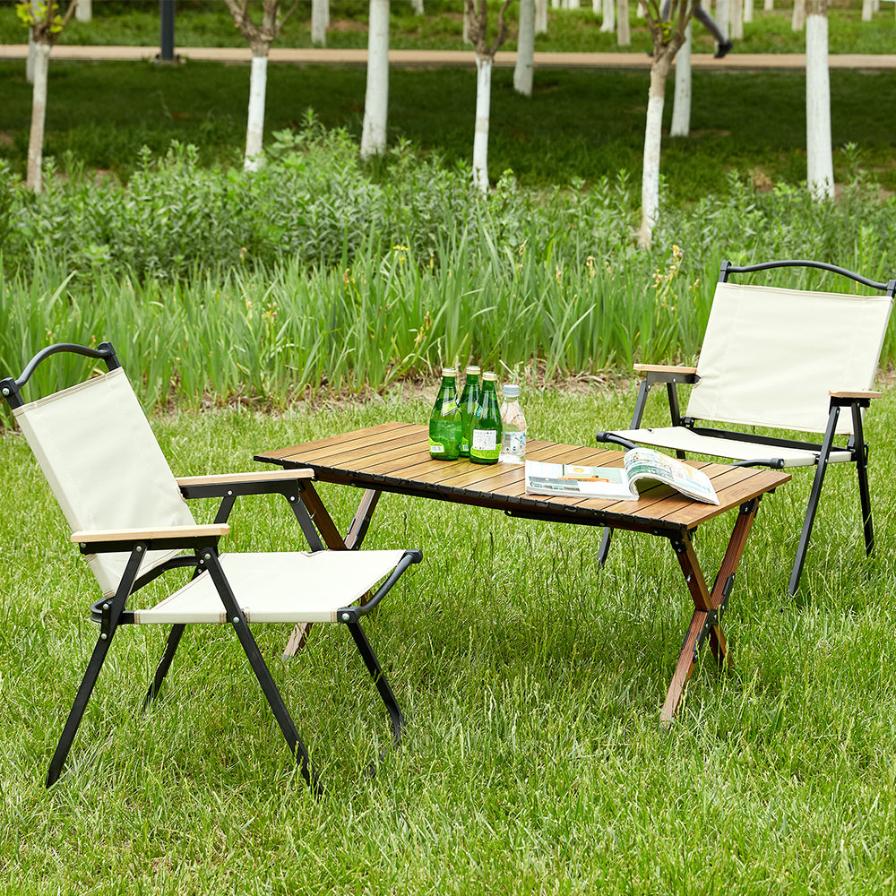 Arlmont & Co. 3 Pieces Camping Portable Folding Tables & Chairs Set