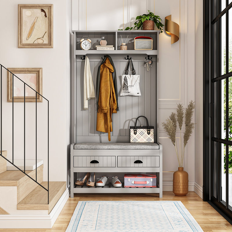 Red Barrel Studio® Modern Hall Tree with Bench and Shoe Storage ...