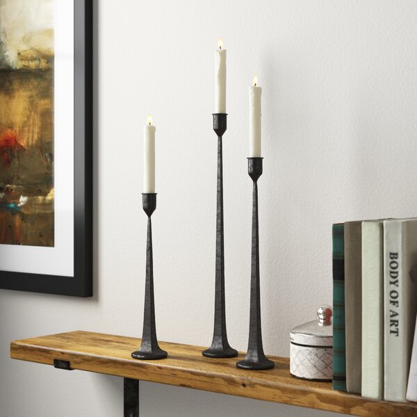 2 Black iron Artisanal modern CIRCLE Sconce WALL mount candle holder PAIR set 