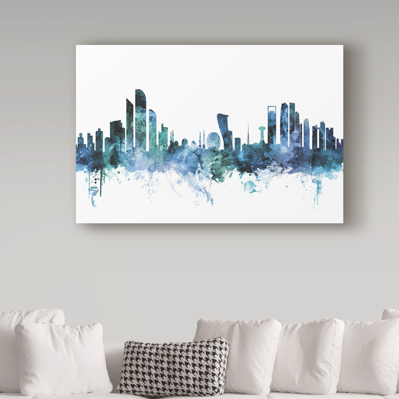 Wrought Studio Abu Dhabi Blue Teal Skyline by Michael Tompsett