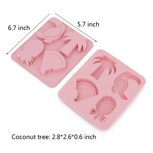 Flamingo 4 Pack Candy Molds Silicone Chocolate Gummy Molds Jello,Fruit Snack Coconut Tree & Cherry for Making Hawaiian Tropical Theme Candy Silicone Molds Including Cactus Chocolate 