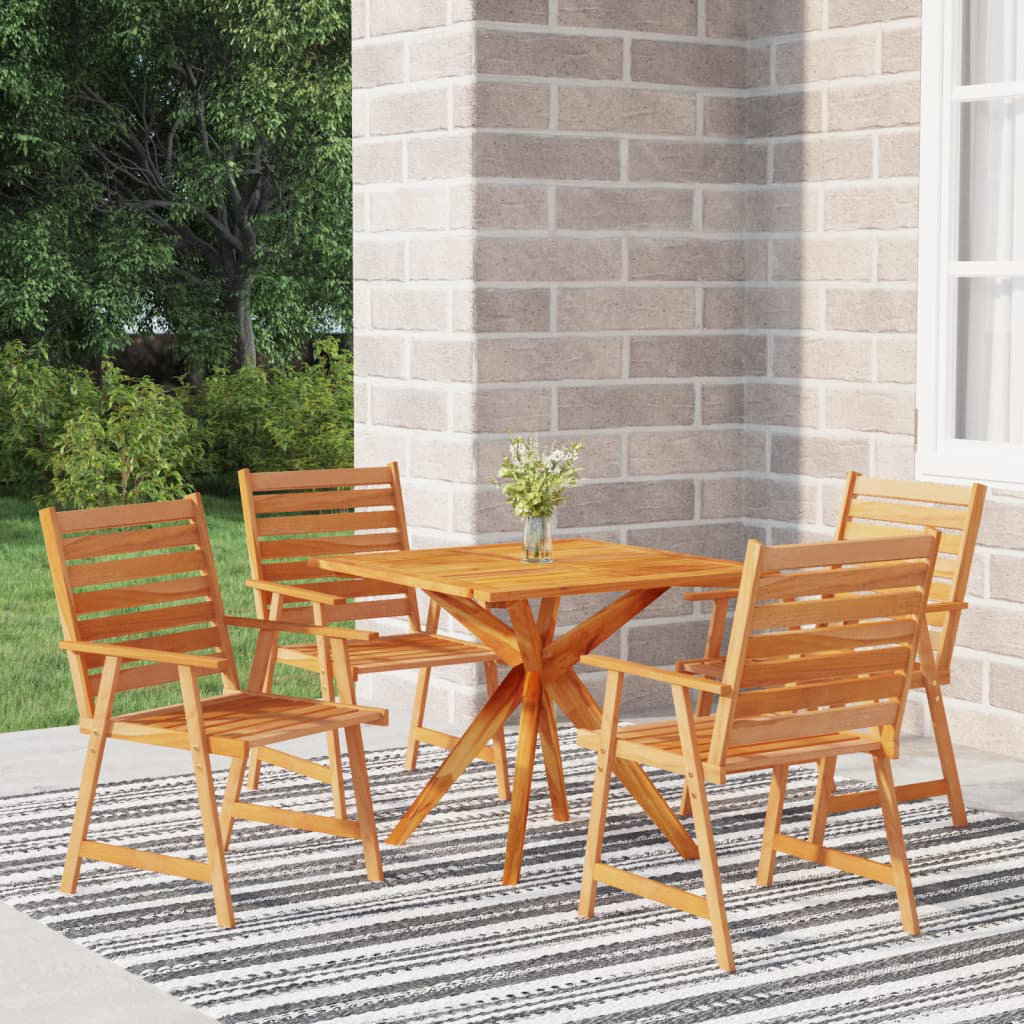 Union Rustic Patio Table and Chairs Conversational Set Solid Acacia