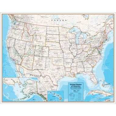 18" x 26" Laminated by American Geographics World Map for Kids 