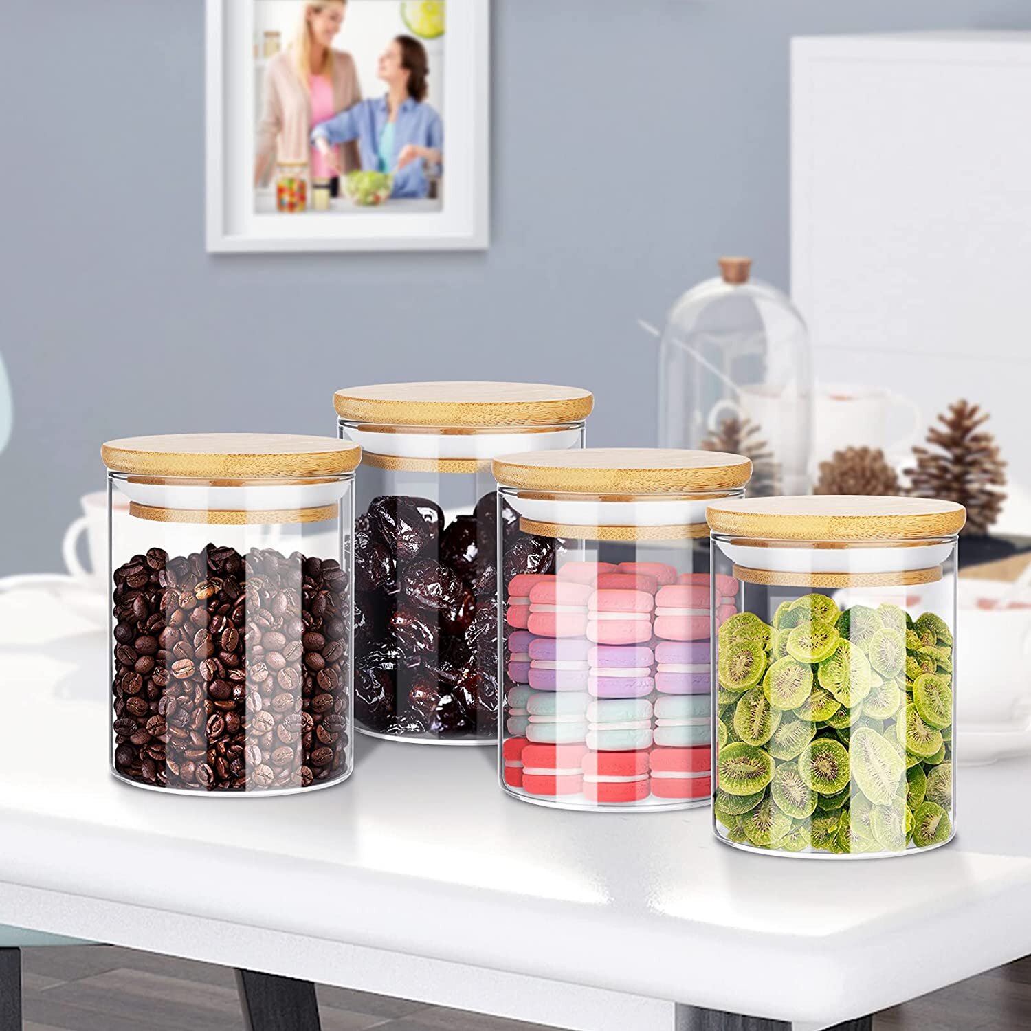 Set of 12 Mini Glass Jars Top Airtight Seal Food Spice Kitchen Storage Preserve 