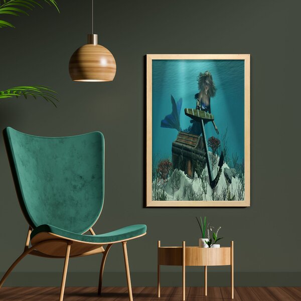 Pirate Treasure Under the Sea Framed Print Picture Poster Art Ocean Ship 