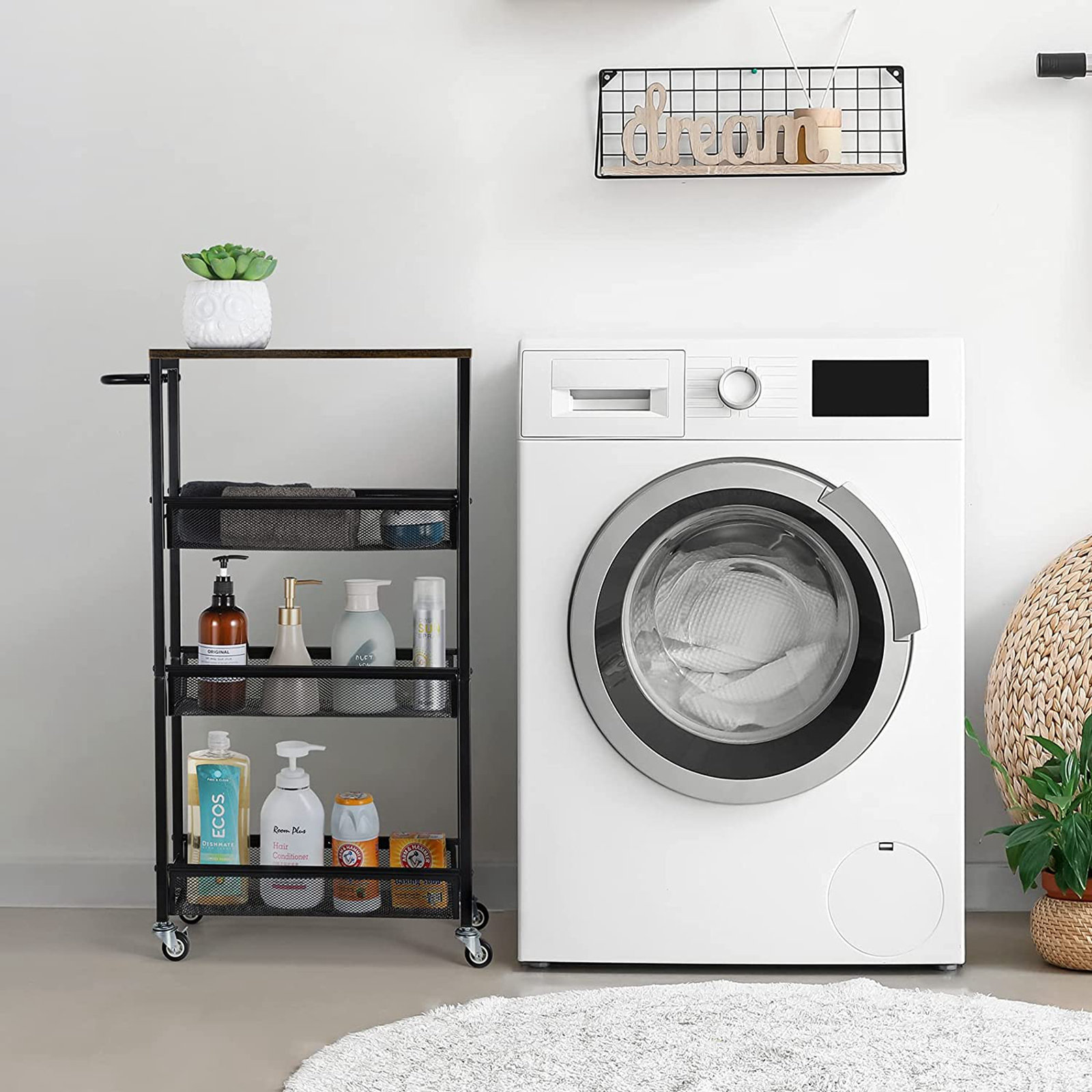 CELLPAK 4 Tier Slim Storage Cart Slide Out Narrow Storage Cart with