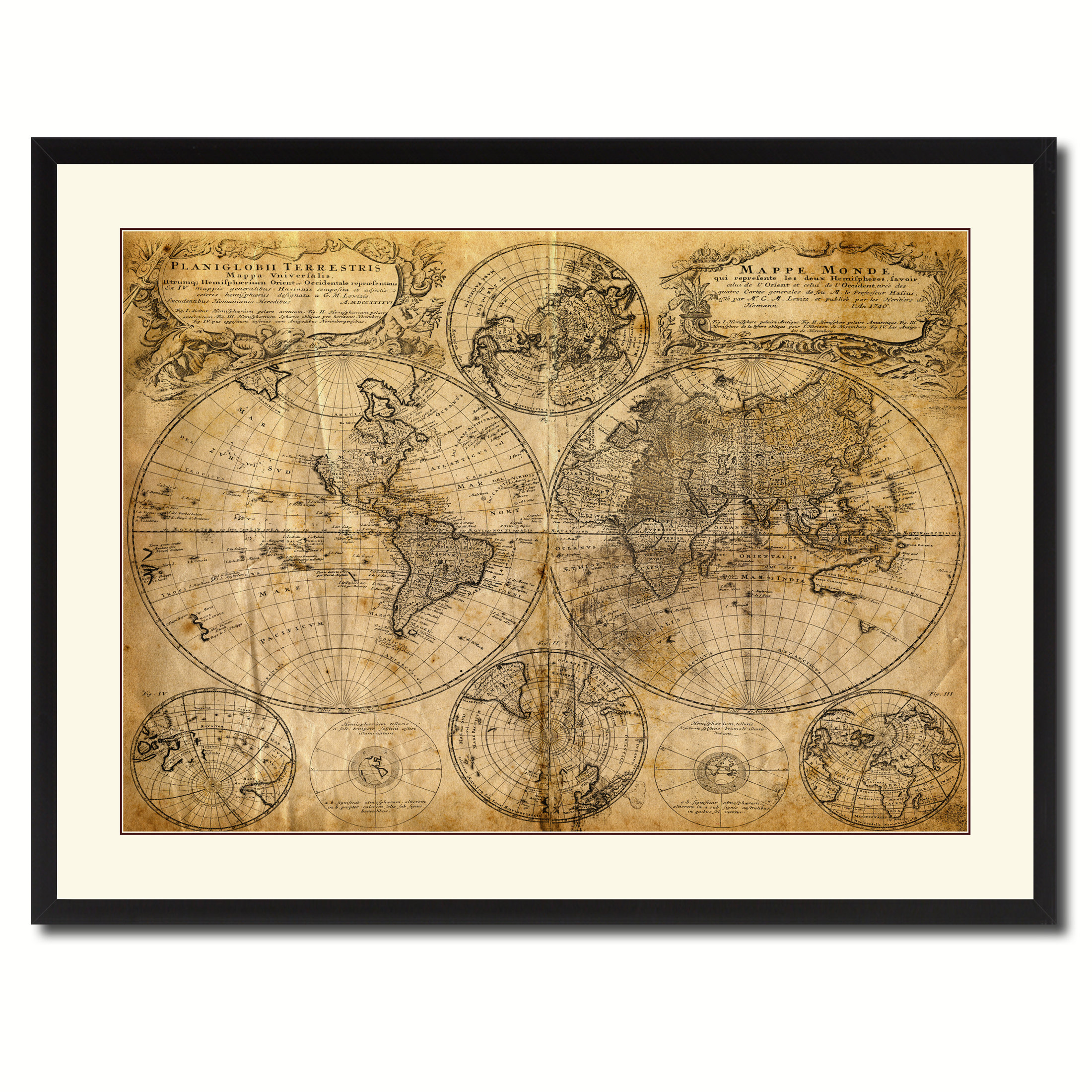 17 Stories World Vintage Old Map - Picture Frame Graphic Art on Canvas ...