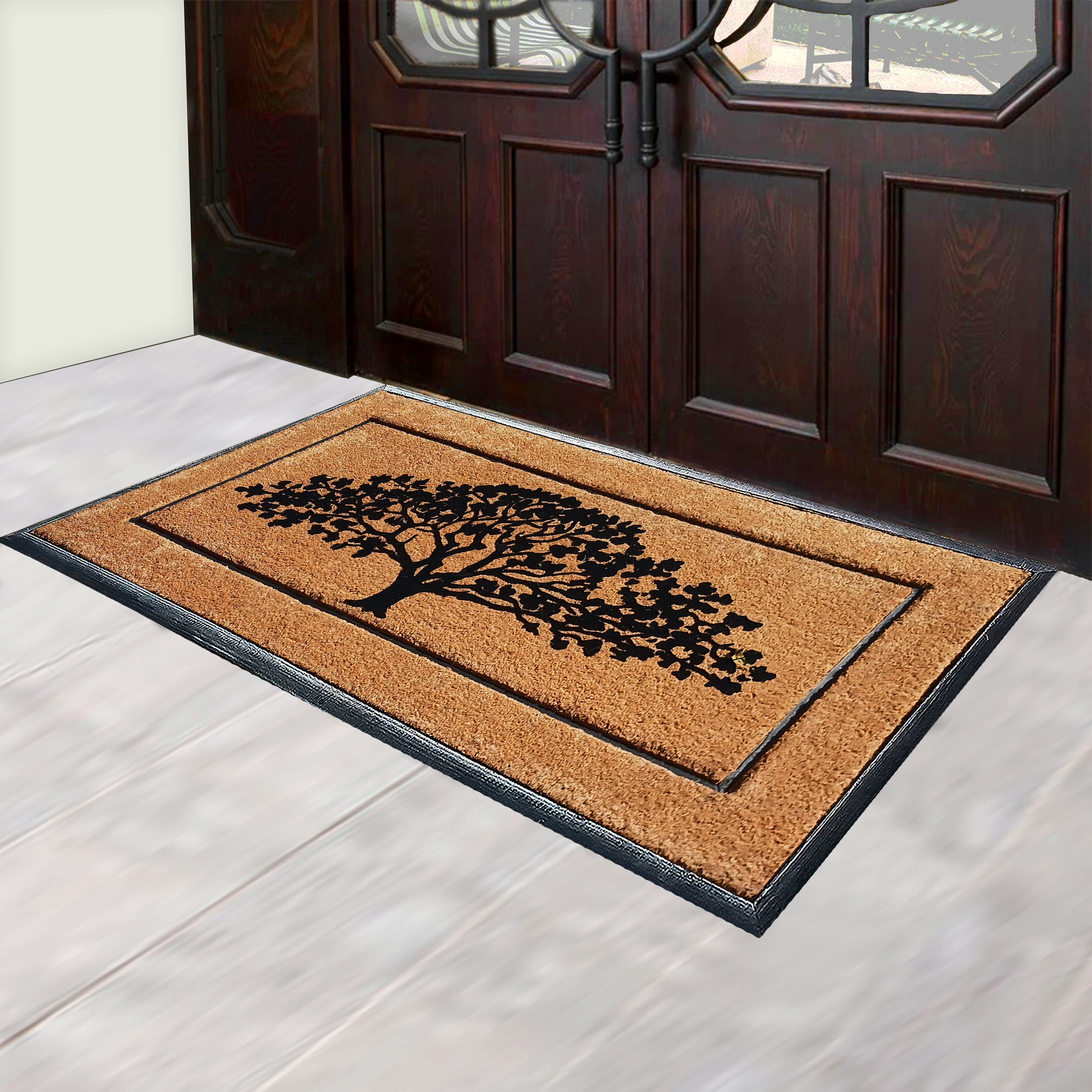 Arlmont & Co. A1HC Natural Coir & Rubber Hand Flocked Large Door Mat
