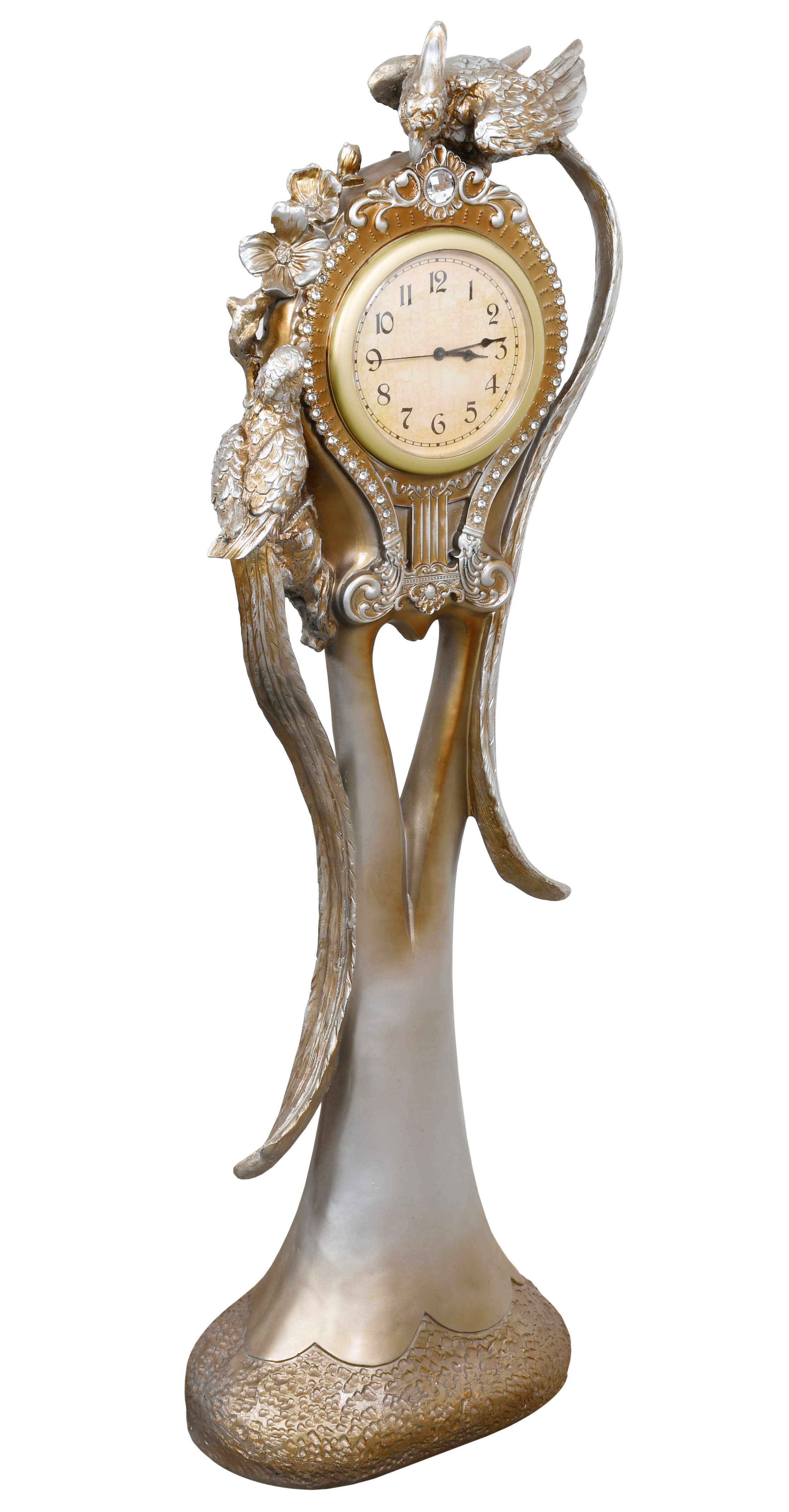 Rosdorf Park Analog Resin Electric Tabletop Clock in Gold Wayfair