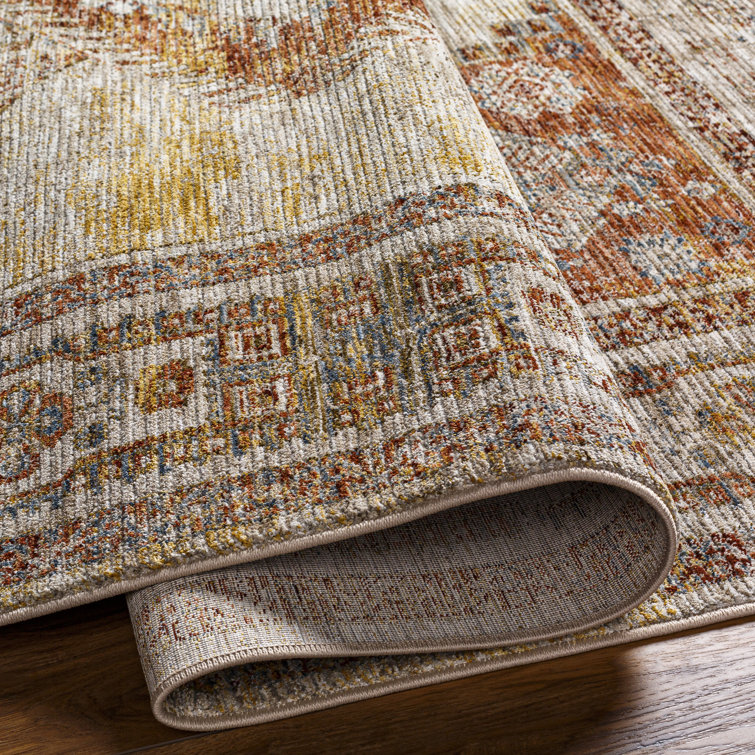 Bungalow Rose Performance Rust/Beige Rug | Wayfair