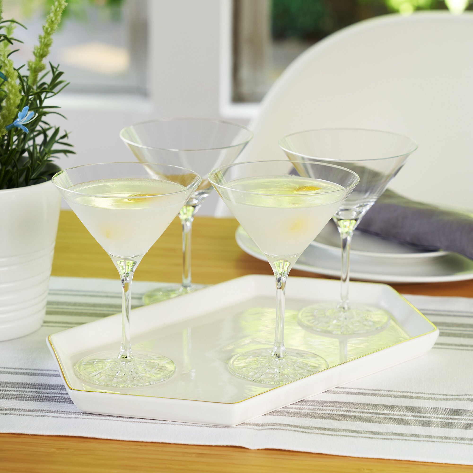 True Manhattan Martini Glass, Set of 4 Cocktail Coupes, Clear 