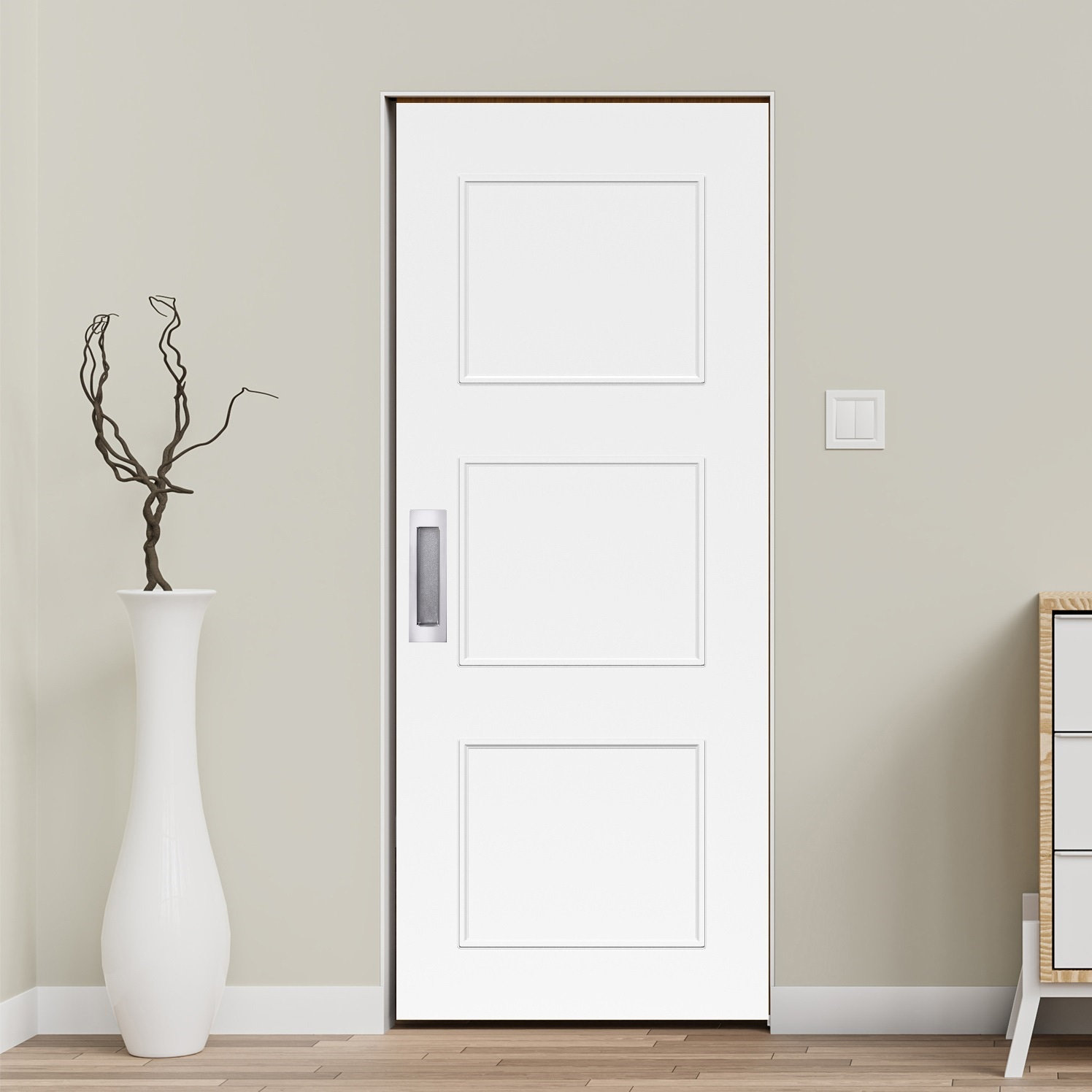 Villar Home Designs Paneled Wood and PVC/Vinyl White Sliding Closet ...