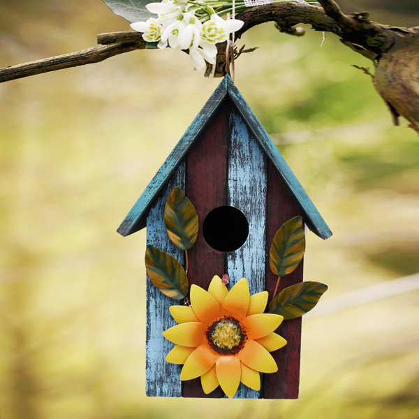 Bird House,Birdhouse for Outdoors Hanging Clearance,Natural Bird Hut for Outside Decorations,Bird Nest Resin Birdhouse for Small Bird Finches,Song Chickadee,Sparrows,Wren 4.05''x7.71''x5.1''