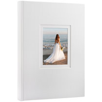 KD145 Kenro White Satin Wedding Photo Album 60 Pages 22.5x23.5cm Non-Adhesive 