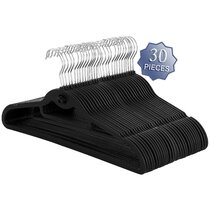19" & 14 Inch Hangon Combo Set Plastic Shirt & Pants Hangers 30 Pack Black 