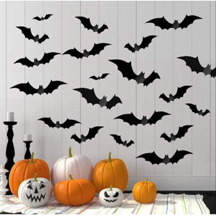 120Pcs 3D Bats Sticker Halloween Party Reusable Scary Wall Decal Window Clings 