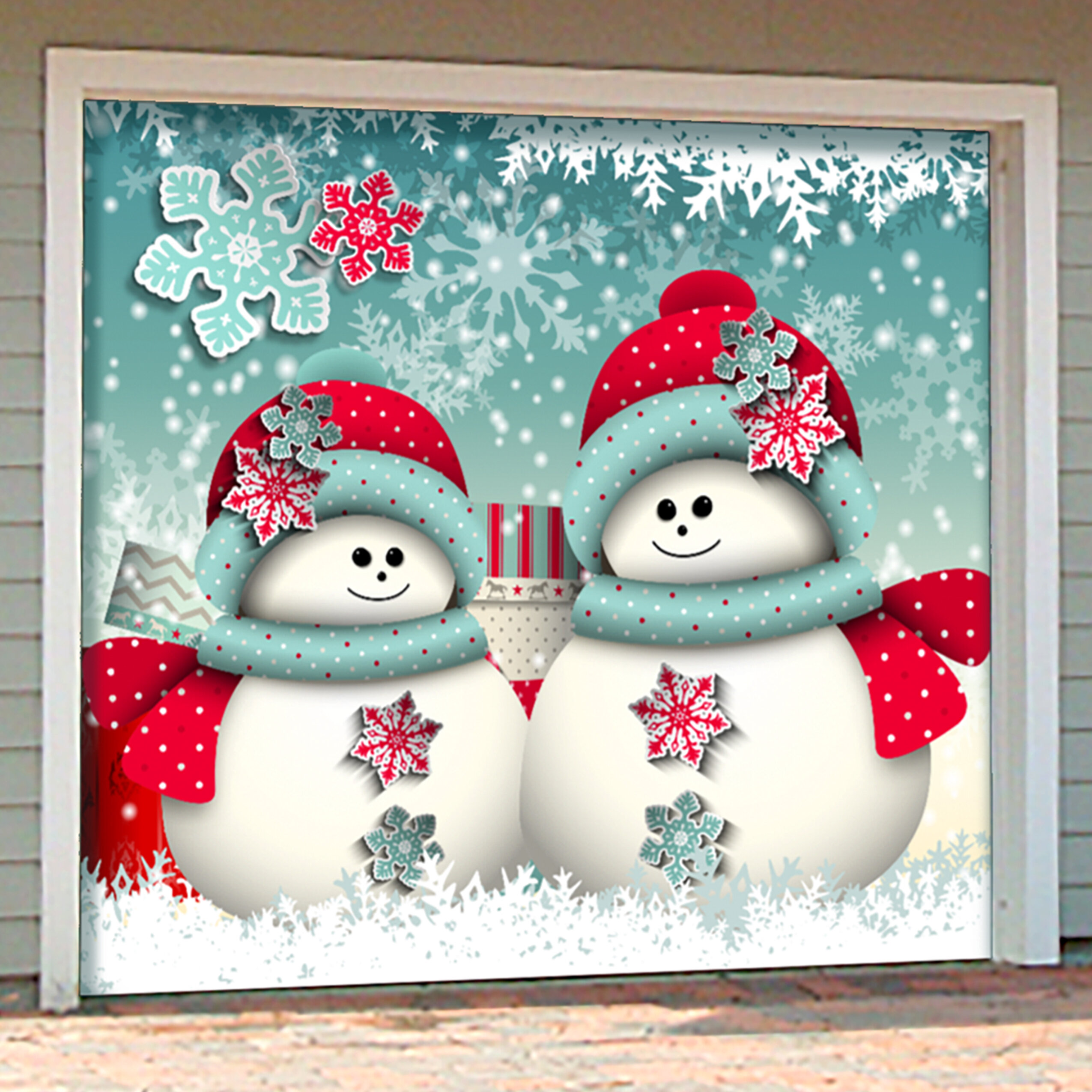The Holiday Aisle Snowman Merry Christmas Garage Door Mural 