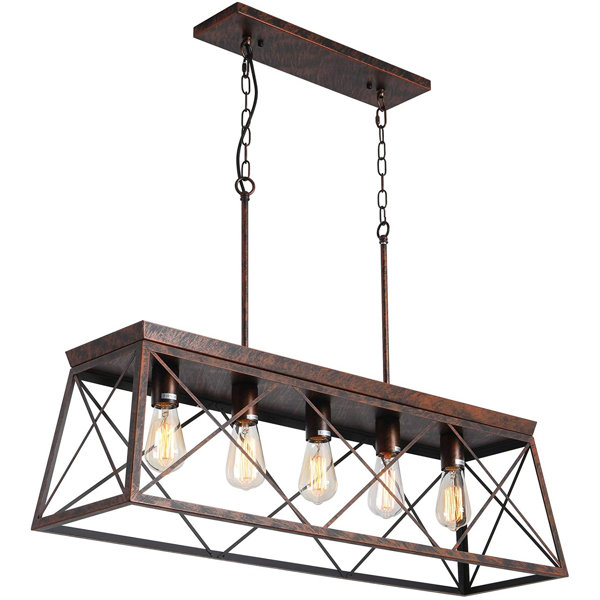 Farmhouse Rectangular Chandelier Rustic, 5-Lights Kitchen Island Lighting,  Linear Island Light Fixture Farmhouse Pendant Lighting Fixtures For Kitchen  ...