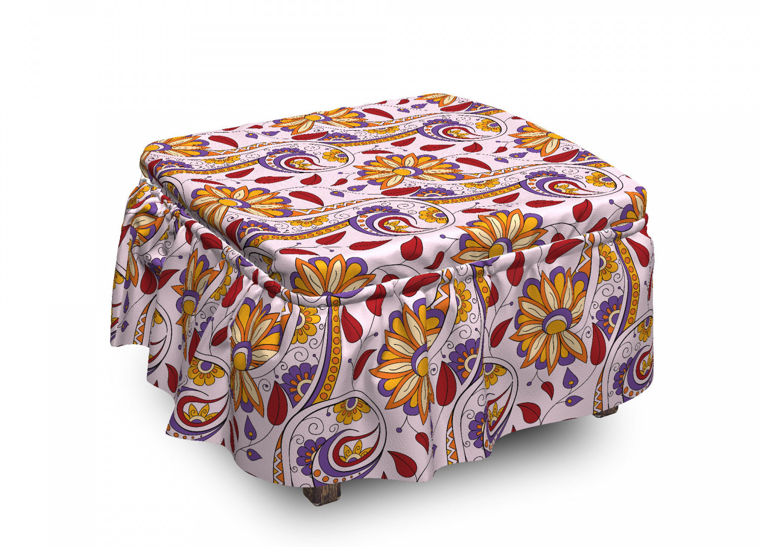 East Urban Home Persian Paisley Floral Ottoman Slipcover Wayfair