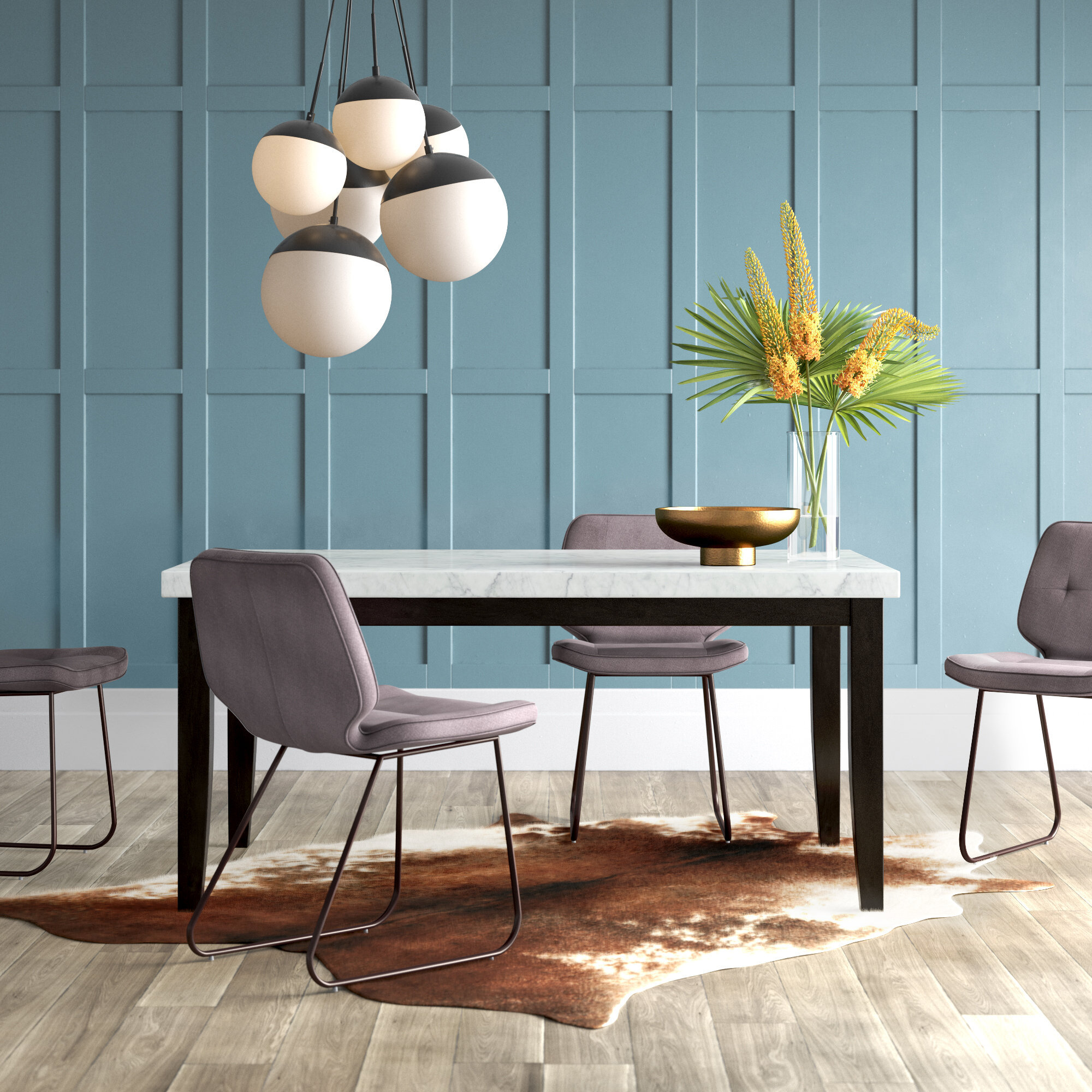 Mercury Row® Navi 64'' Genuine Marble Dining Table & Reviews | Wayfair
