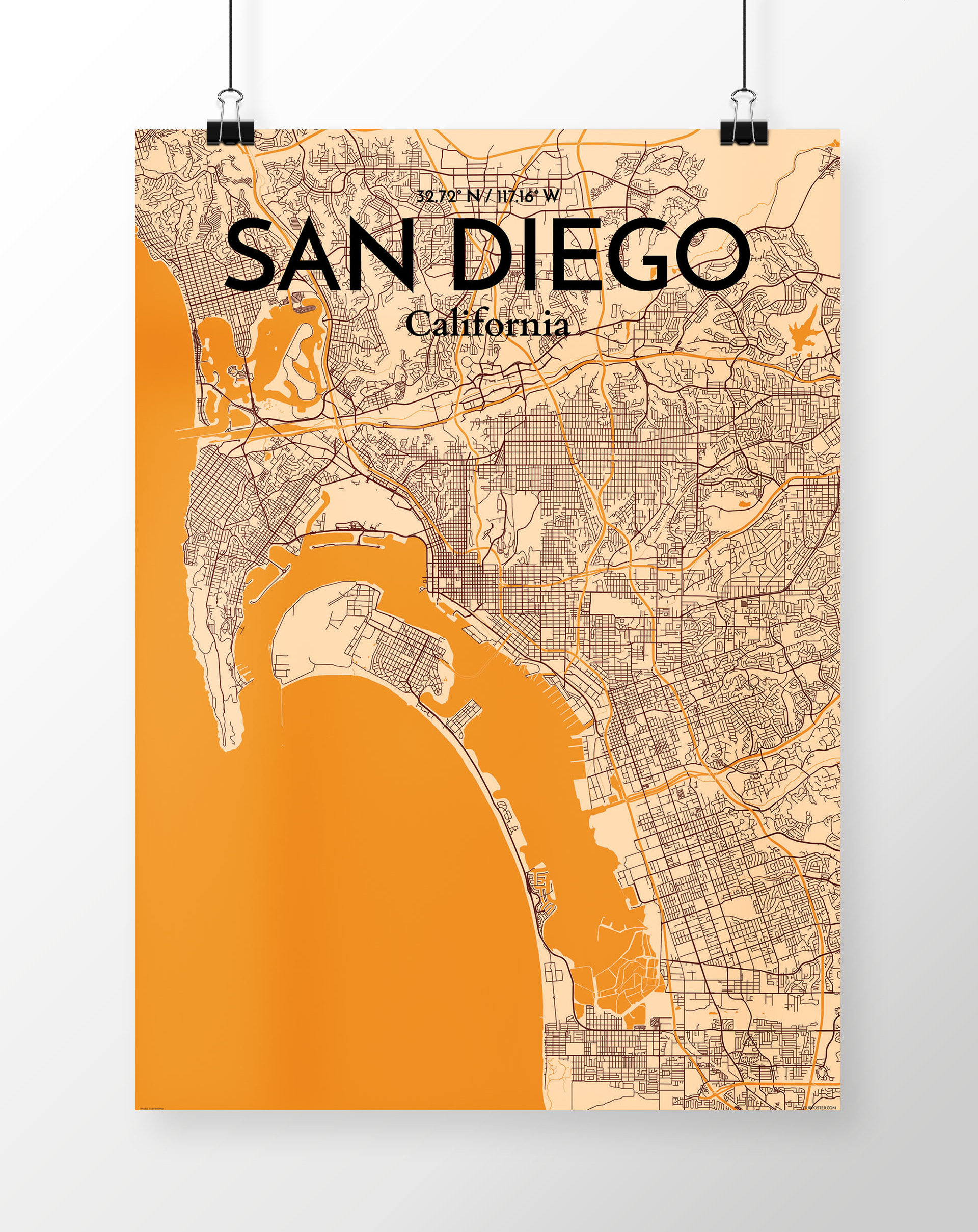 Wrought Studio San Diego City Map Unframed Graphic Art Wayfair