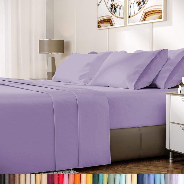 Purple Color Bamboo Eco-Friendly 6 Piece Bedding Soft Sheet Set King Size 